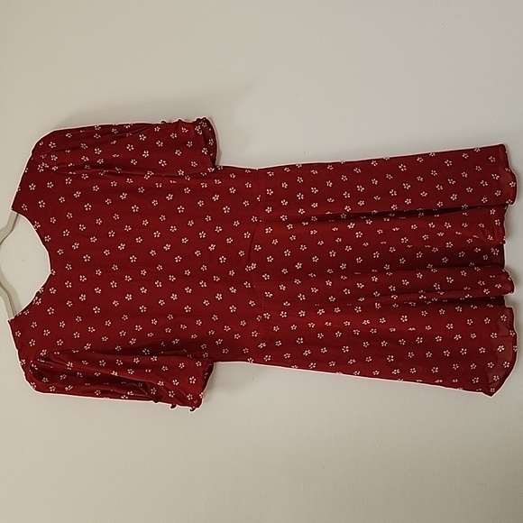 Reformation  Baby Doll Floral print Mini Dress Viscose Red Romantic  Size 10 - Picture 8 of 17